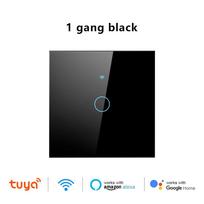 For Tuya US/EU WiFi Smart Wall Switch RF 433MHz Bluetooth 1/2/3/4 Gang Touch Sensor Smart LED Light Switches Alexa Google Home EU black one