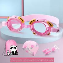 Childrens Swim Goggle Pack With Antifog Features And Soft Cap For Pool Fun And Safety Pink Crab