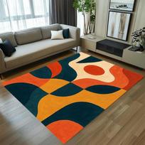 Mid Century Modern Abstract Area Rug Set Geometric Print NonSlip Floor Mat for Living Room Bedroom Minimalist Home Decor 40X60CM