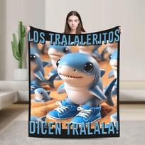 Italian Brainrot Tralalelo Tralala Tung Tung Tung Sahur Meme  Fleece Blanket Throw Blanket for Bed Sofa Couch Plush Thin Quilt 200x150cm 80x60in