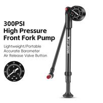 WEST BIKING MTB Fork Pump With Pressure Gauge 300/400 PSI High Pressure Moutain Bike Shock Pump Manual Air Pump Scharder Hose 300PSI 170-Short