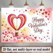 2D Sweet Pink & Red Valentine's Day Backdrop with Heart Balloon for Photo Booth & Romantic Events 47.2x31.5inch/120*80cm