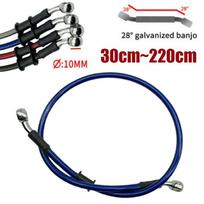 10mm 28Degree Motorcycle Dirt Bike Braided Line Steel Brake Hose Cable Hydraulic Banjo Pipe 300-2200mm Fit Universal Racing Blue Blue 30cm