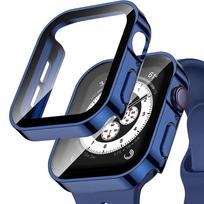 Waterproof Case for Apple Watch 7 8 9 45mm 41mm 10 46mm 42mm Screen Protector Glass+Cover Bumper for iWatch 4 5 SE 6 44mm 40mm Series 4 5 6 SE 40mm mėlyna