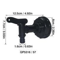 IBC Tank Tap Adapter S60*6 Coarse Thread 16mm Quick Connect Replacement Valve Garden Home Valve Fitting Faucet Water Filter (Black,IBC S60x6) juoda