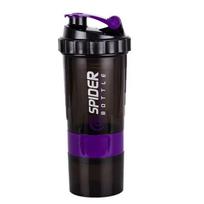 550ml 3 Layer Shaker Bottle Protein Mixing Shake Cup Sports Fitness Water Cup Scaled Plastic Water Bottles with Medicine Box Hot violetinė