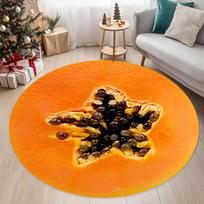 Fruit Cross-section Circular Carpet Dragon Fruit Cucumber Papaya Grape Carpet Anti Slip Entrance Mat Living Room Bedroom Rug 80cm x 80cm