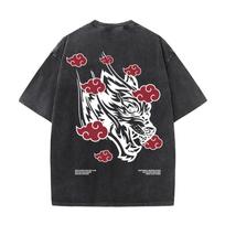 Gym Sale Wolf Graphic T Shirt Mens Womens Vintage Washed Short Sleeve Tshirts Men Oversized TShirt Streetwear S