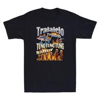 Tralalelo Tralala VS Tung Sahur Funny Italian Brainrot Cartoon Meme Mens T-Shirt M