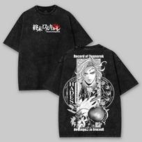 Hades Print Tshirt Anime Record Of Ragnarok Clothing Men Women Short Sleeve Tshirts Retro Washed T Shirt Harajuku Cotton Tops S
