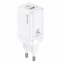 Ładowarka Sieciowa Usams T41 Usb-C+Usb Gan 47W Pd+Qc (Only Head) Fast Charging Biały