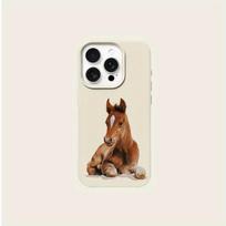 Gentle brown pony pattern phone case suitable for iPhone 17 16 15 14 13 12 11 Pro/Max/Plus anti drop and shockproof back cover iPhone 17E
