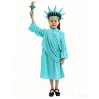 Children's Historical Inspired Costume Dress with Headpiece and Torch Prop for Performances and Celebrations Suitable for Various Events L šviesiai mėlyna spalva