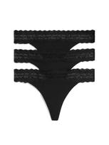 TOMMY HILFIGER Moteriškos kelnaitės su juostele, 3PACK TANGA THONG, 3vnt