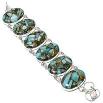 Copper Amazonite Gemstone 925 Sterling Silver Gift Jewelry Bracelet 7-8
