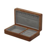 Portable Flannelette Jewelry Storage Box High-end Luxurious Black Walnut Vintage Necklace Earrings Portable Travel Case pilka spalva