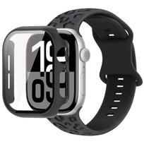 2in1 Case Strap For Apple Watch Band 46mm 44mm 41mm 41mm 40mm 38mm 42mm Watch Glass Case+Silicone Bracelet iwatch Series 11 10 9 8 7 6 5 4 SE3 46mm Series 11 10 juoda