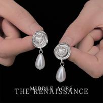 Medieval Hong Kong style retro stud earrings geometric water drop handmade design needle earrings earrings