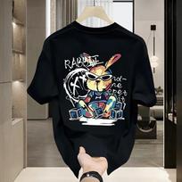 Laiskas T-shirt su zuikio ir karnavalo rašto spaudiniu Laisvas vakarėlio zuikio karnavalo dizainas Kvėpuojantis apvalios apykaklės trumpomis rankovėmis viršus S