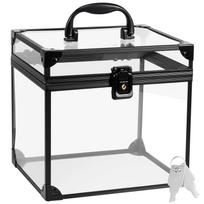 Clear Organizer Box with Lock and Key Portable Large Capacity Durable Multifunctional Cosmetics Toiletry Storage Box with Handle juoda