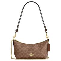 Rankinė per petį Coach Caitlin 13 Classic Monogram Print Coated Canvas Maža moteriška rankinė per petį Ruda CEK80-IMXHE Basic Set (Bag+Dust Bag)