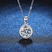 1-3ct Moissanite Woman Pendant Sier Necklace for Women Chains Party Bridal Fine Jewelry 925sterling Silver Necklace 3ct(9mm)&Zircom