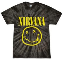 Nirvana Smiley Logo Tie-Dye T-Shirt Kurt Cobain Grunge Rock Band on Cotton Tee S