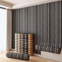 1 Roll Self-adhesive Wall Tiles Stickers Wood Grain Wallpaper Bedroom Kitchen Bathroom Living Room Decor Waterproof Wall Tiles 40x300CM tamsiai pilka spalva