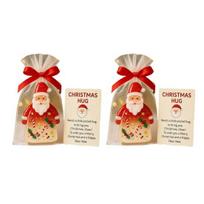 Little Pocket Christmas Hug Small Resin Santa Claus Ornaments with Encouragement Card Emotional Support Keepsake for Friends Family Christma Party 2pcs