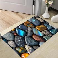 Pebble Design 2D Flat Printing Outdoor Door Mat Stone Pattern Flat Rectangular Carpet Anti Slip Durable Carpet Decorative Pad 40x60cm 16x24 inch