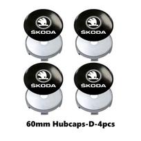 Skoda 4vnt 56mm 60mm Automobilio ratlankių centriniai dangteliai Stebulės dangtelis Fabia 1 2 Octavia a7 RS Superb Rapid Yeti Karoq Vision