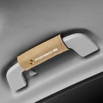 2/4PCS Suede Car Roof Armrest Pull Cover Handle Gloves Protector Cover For Porsche 911 718 Cayenne Cayman Panamera Macan Boxster 2pc smėlis