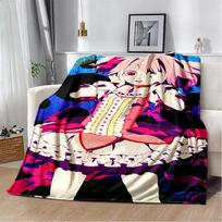 Animacinis Puella Magi Madoka Magica pledas, minkštas plonas pledas namams, miegamajam, lovai, sofai, iškylai, kelionėms, biurui, vaikams 75x90cm
