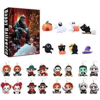 Halloween Advent Calendar 2025 24 Days Countdown Calendar with 24 Pcs Collectible Horror Pendants/Earrings Surprise Gifts for Halloween Decor C