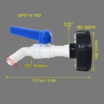 IBC S60*6 water tank 1/2'' adapter 360 ° rotary faucet water outlet device kit Garden irrigation faucet Garden water pipe joint (as the picture,1/2'')