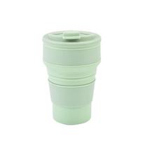 350ML/500ML Silikoninis sulankstomas puodelis Sulankstomas puodelis su dangteliu Kavos kelionės lauke Nešiojami vandens gėrimo arbatos puodeliai 350ML žalia