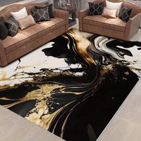 Luxurious Black and Gold Marble Textured Area Pad Bedrooms Living Rooms Offices Gaming Rooms Perfect for Decoration Carpets 40X60cm
