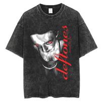 New Arrival Unisex Clothes Tee Shirt Homme Washed Vintage Rock Band Deftones Private Music Graphic Unisex Clothing New In Top  Tees M