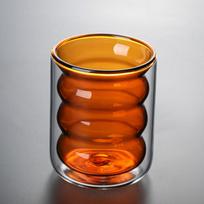 2PC Double Wall Glass Cup Colored Spiral Milk Creative Drinkware Home Coffee Office Juice Coffee Teacup Drinking Water Shot Mugs 200ml oranžinė