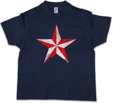 RED & WHITE NAUTICAL STAR Kids Boys kids boys T-Shirt Tattoo Stern Rockabilly Oldschool 130