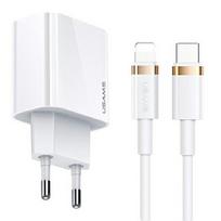 Ładowarka Sieciowa Usams 1Xusb-C T34 20W 5V-3A Pd3.0 + Kabel U63 Usb-C Do Lightning 20W Biały