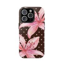 Wave dot lily pattern 2-in-1 phone case suitable for iPhone 17 16 15 14 13 12 11Pro/Max Plus anti drop and shockproof back cover iPhone 14PRO