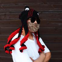 Hot-selling men's and women's octopus hats Halloween party tricks funny octopus hood handmade crochet wool hat hat