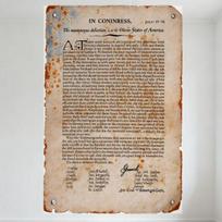 Vintage American Revolution Declaration of Independence Replica Metal Tin Sign - Aged Yellowed Document with Handwritten Signatu 20x30cm（7.8x11.8inch）