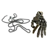 Mechanical Bionic Hand Necklace Copper Pendant Movable Finger Joints Robot Hand Charm Jewelry For Men And Women