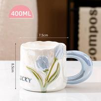 Hand-painted pearlescent glaze high-value mug household tulip ceramic cup water cup light luxury gift cup ≈280ml~380ml