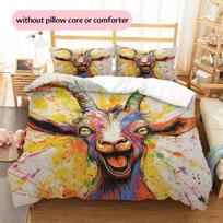 Colorful Goat  Pattern Bedding Quilt Set Quilt Cover Pillowcase Home Decoration  Gift (1 * duvet cover + 2 * pillowcase, without core) 135x200cm