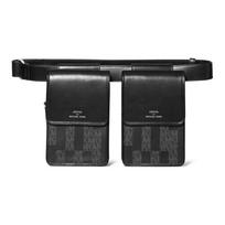 Michael Kors Limited Edition Monogram Multi Bag Leather Crossbody Mini Phone Bag Waist Bag Unisex Bags Black 32H1S9AC1B-987 Basic Set (Bag+Dust Bag)