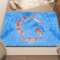 Žuvies formos vonios kilimėlis su karpių raštu Miegamiesiems Svetainėms Įėjimams Kempingui Jame yra mėlynos ir oranžinės spalvos dekoratyviniai elementai 40cm x 60cm