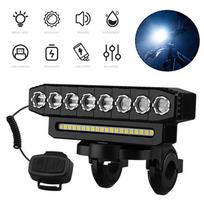 LED Bike Headlight LED Light Bar with 130DB Bell Bicycle Front Light 4000mAh Power Bank 6 Light Modes USB Charging Bicycle Lamp 8LED